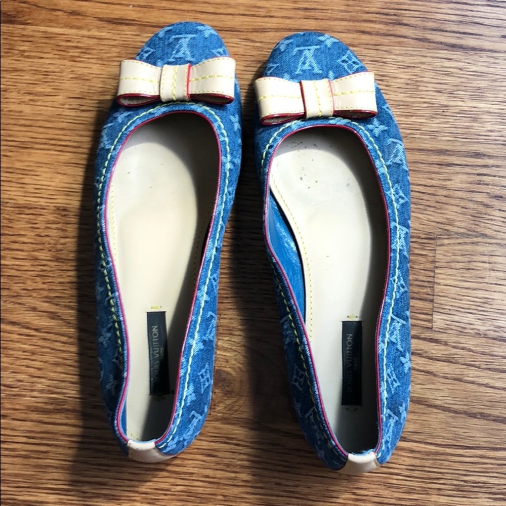 LOUIS VUITTON Blue Denim Monogram Ballet Flats